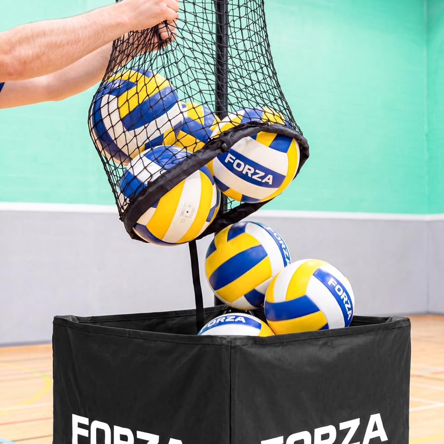 FORZA Filet d'entraînement pour volley-ball avec cible réglable en hauteur | Cadre de 2,3 à 3,5 m, panier coudé, collecteur de balles et sac de transport pour la pratique