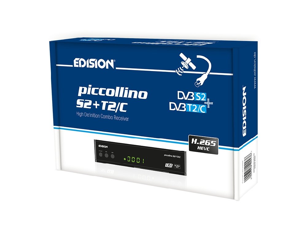 Edison Piccollino S2+T2/C Full HD Satelliten-Kabel-Receiver FTA HDTV DVB-S2/C/T2 (HDMI, AV, USB 2.0,Display,IR-Auge,CA,LAN) Deutsch vorpr.inkl.Wlanabel und HDMI Kabel