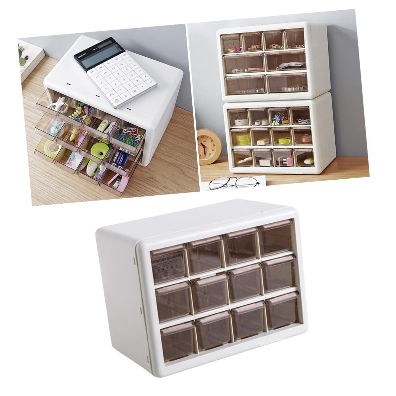Portagioie Mini a Scomparti Multistrato in Plastica Bianco | Ufficio e Scrivania, Montaggio Adesivo a Parete, Design Semplice, Massimizza lo Spazio
