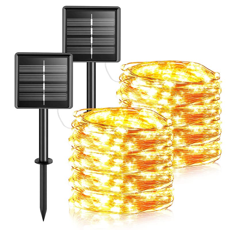 AGOTD Solar Lichterkette Aussen 14M 120 LED, [2 Stück] Lichterkette Außen...