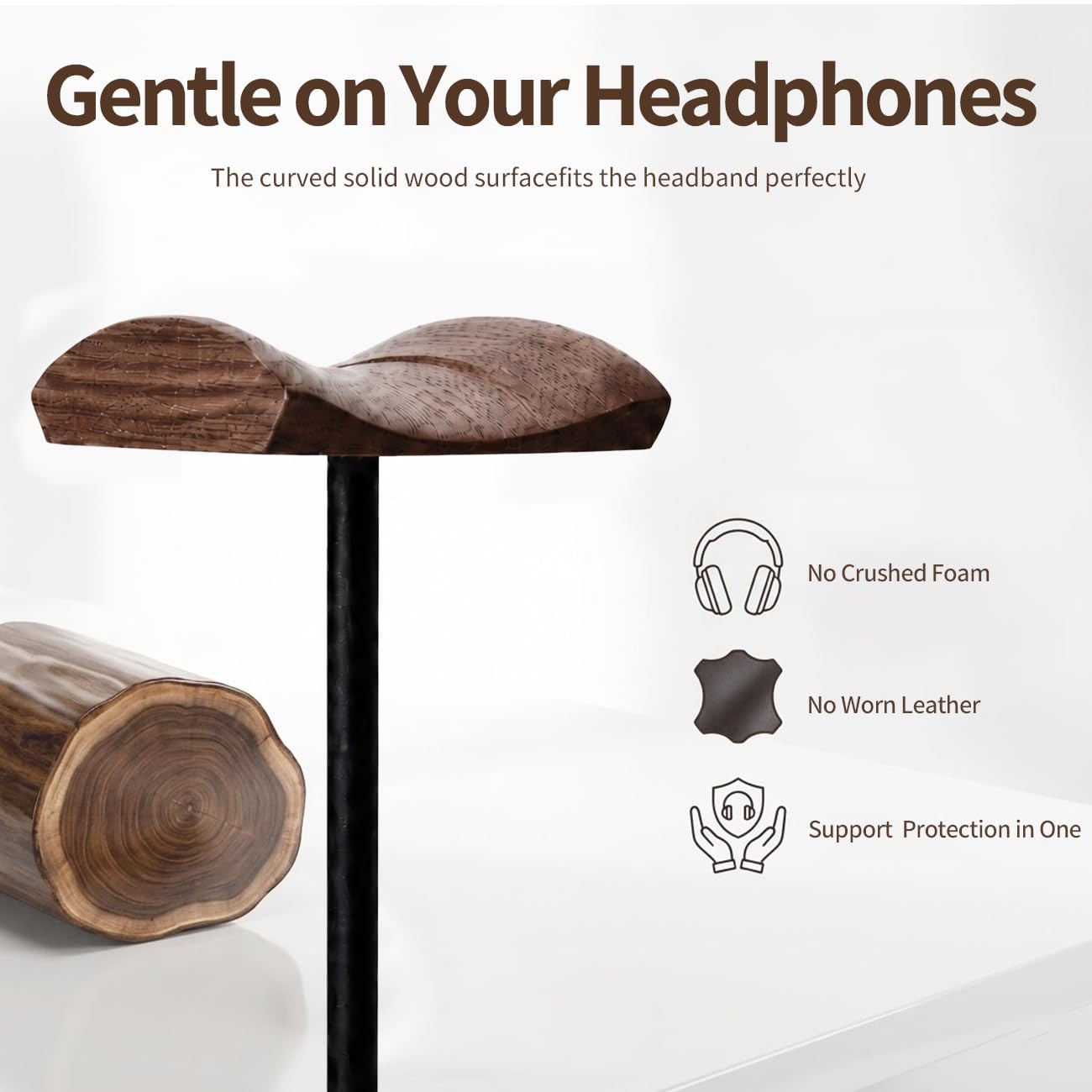Soporte para auriculares para escritorio, madera y metal, gancho de montaje para juegos, soporte para auriculares de escritorio, soporte de artesanía funcional para todos los auriculares con
