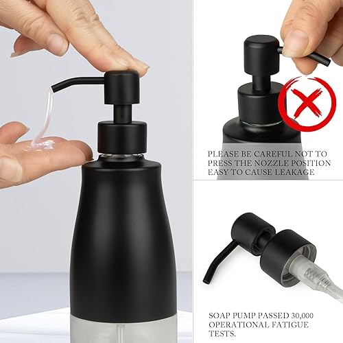 Miniatura 5 de Gaussra Dispensador de jabón negro con posavasos y calcomanías, dispensador de jabón para platos para cocina, dispensador de jabón de manos para