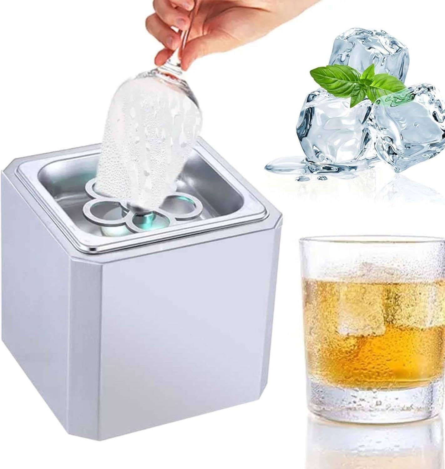 Refrigeratore di vetro, con luce a LED, refrigeratore di vetro a CO2 per tazze e bicchieri, refrigeratore istantaneo di bevande, per bar, ristorante, cucina