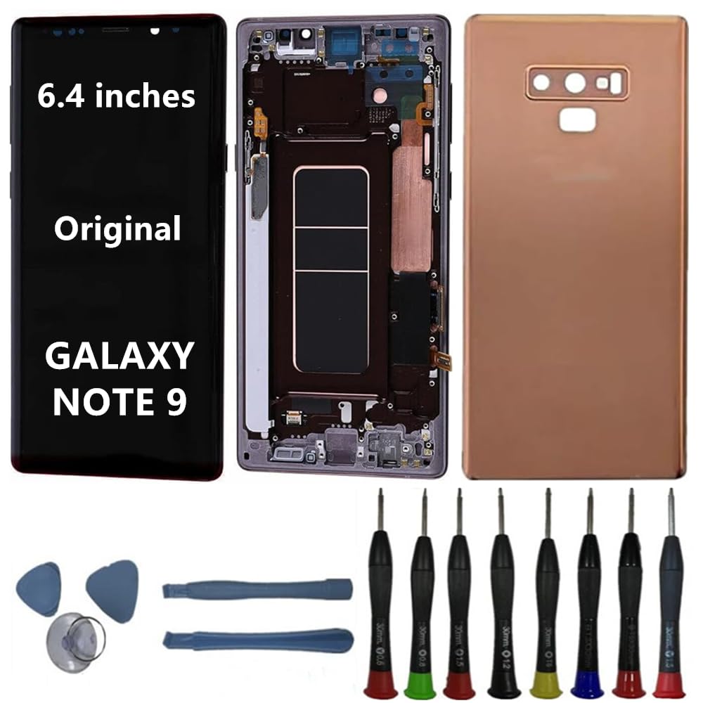 6.4" Original AMOLED for Samsung Galaxy NOTE9 N960U N960U1 SM-N960F SM-N960W Screen Replacement Note 9 Display Touch Screen Assembly (with Copper Frame+Back Cover+Tools)