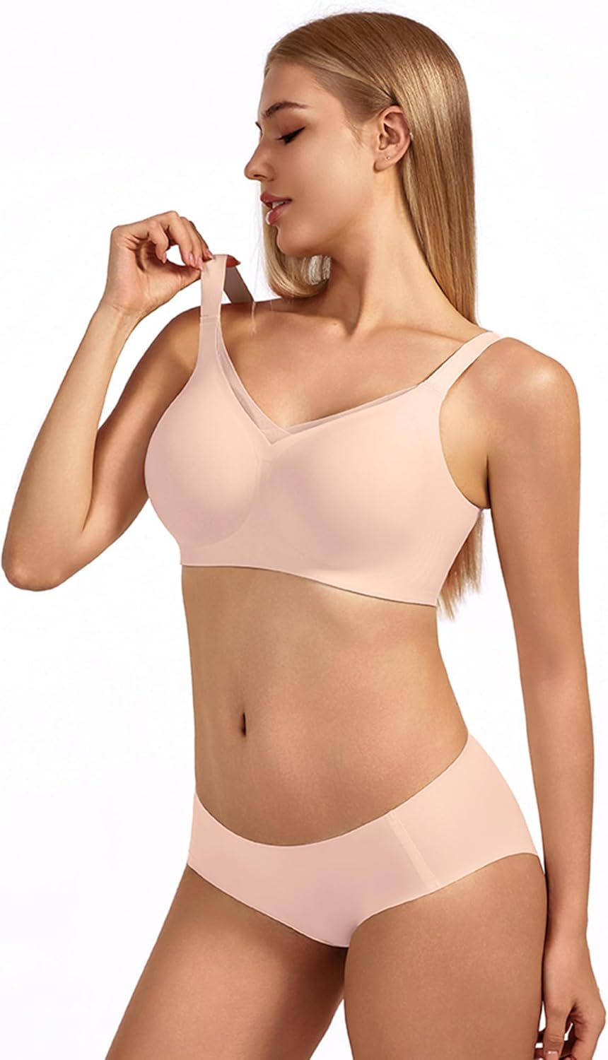 Women's Full Coverage Jelly Comfort Support Wireless Bra with Breathable V-Mesh, No Underwire Push Up Everyday Bralette - Image 9