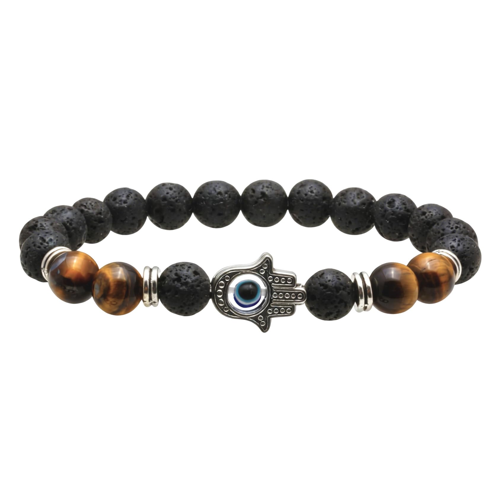 7 Chakra Lava Stone Bracelet Stretch Beads Evil Eye Healing Jewelry for Women