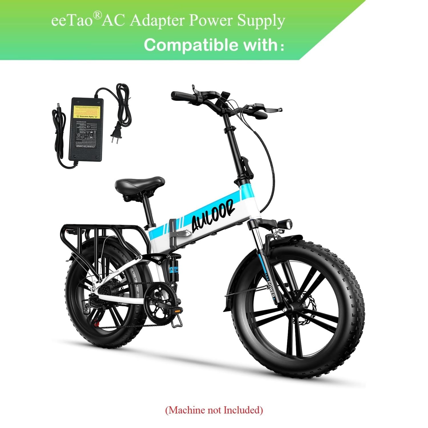 eeTao 54.6V 2A AC/DC Adapter Charger Compatible with Auloor ?H1F Euybike 20 inch 750W Motor 48V 13Ah 48VDC 12.8Ah 614Wh Lithium-ion Battery Electric Bike E Bike Power Supply Cable Cord PSU