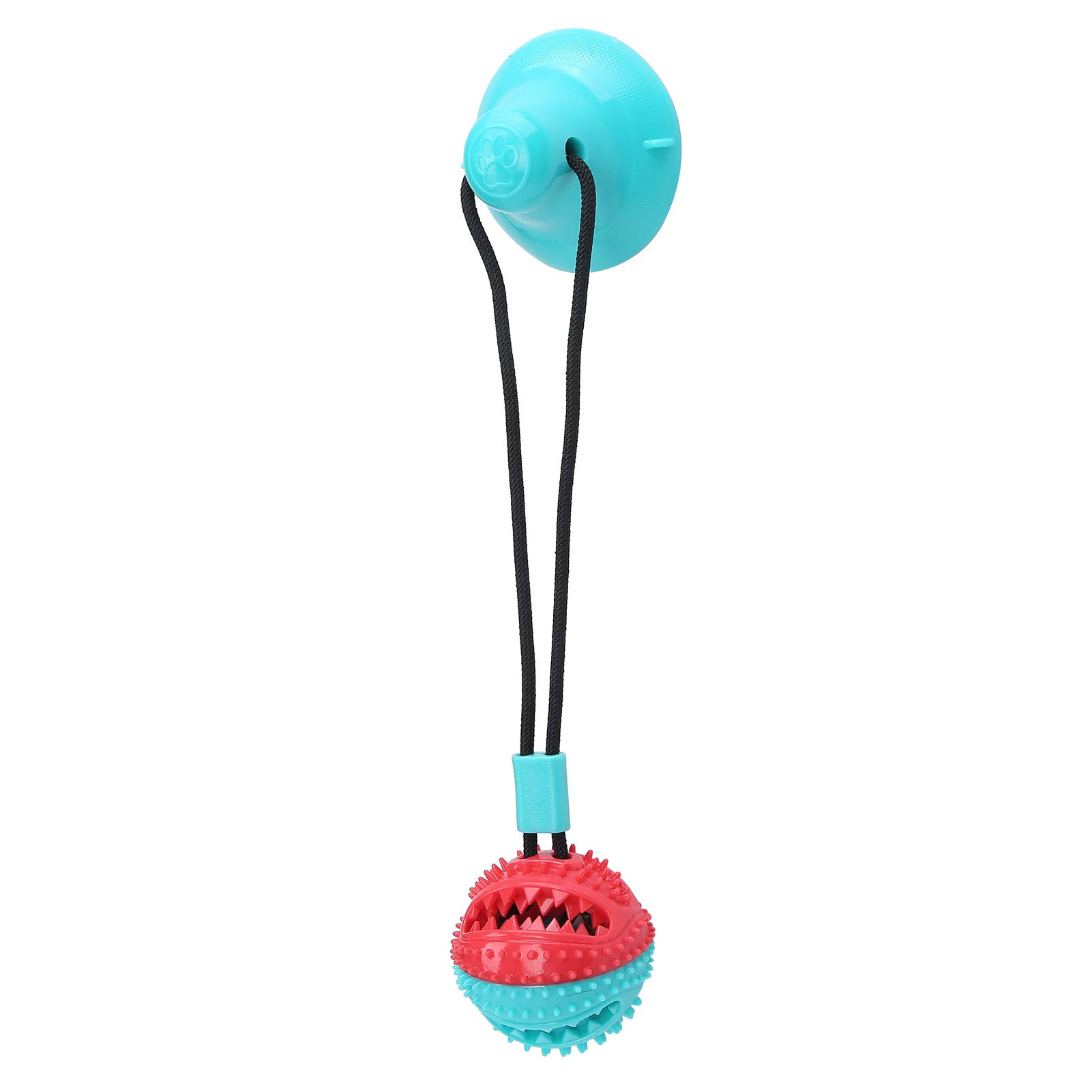 Cocoarm Dog Chew Suction Cup Ball High Convex Point Teeth Cleaning Interactive Dog Food Dispensing Ball with Rope and Copper Bell, 360° Surrounding Type for Oral Health Placing Taking (Red Blue)