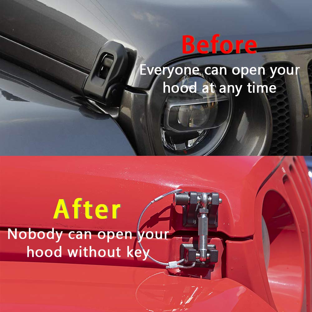 Sukemichi JL Hood Latches for Jeep Wrangler, Locking Hood Latch Kit for