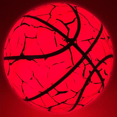 Miniatura 1 de RUNIGHT Baloncesto iluminado, bomba extra y red, tamaño oficial 7 y talla 5, gran brillo en la oscuridad con 2 luces LED y prebaterías, regalo de