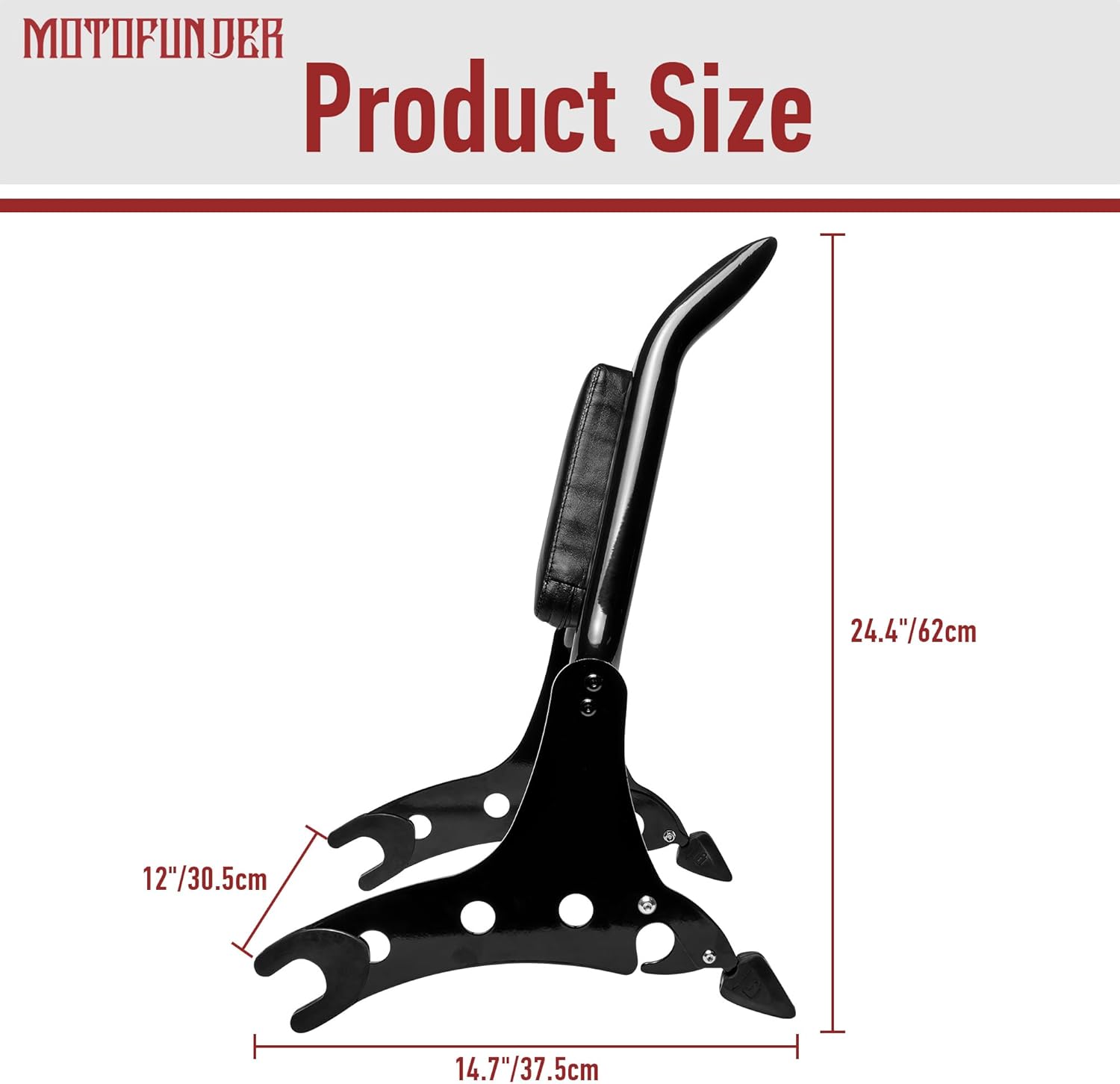 Detachable Sissy Bar Passenger Backrest for Indian Springfield Dark Horse/Challenger/Chieftain/Roadmaster/Pursuit Vintage Chief Limited 14-up Accessories (Gloss Black)