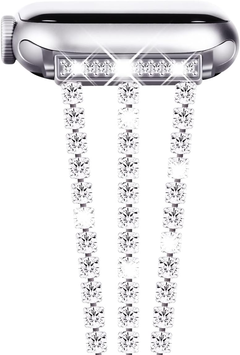 NewWays for Apple Watch Band 38mm 40mm 41mm 42mm 44mm 45mm 46mm 49mm for iWatch Series 11 10 9 8 7 6 5 4 3 2 1 SE Ultra, Sparkling Bling Shiny Diamonds Bracelet for iWatch Band Womens