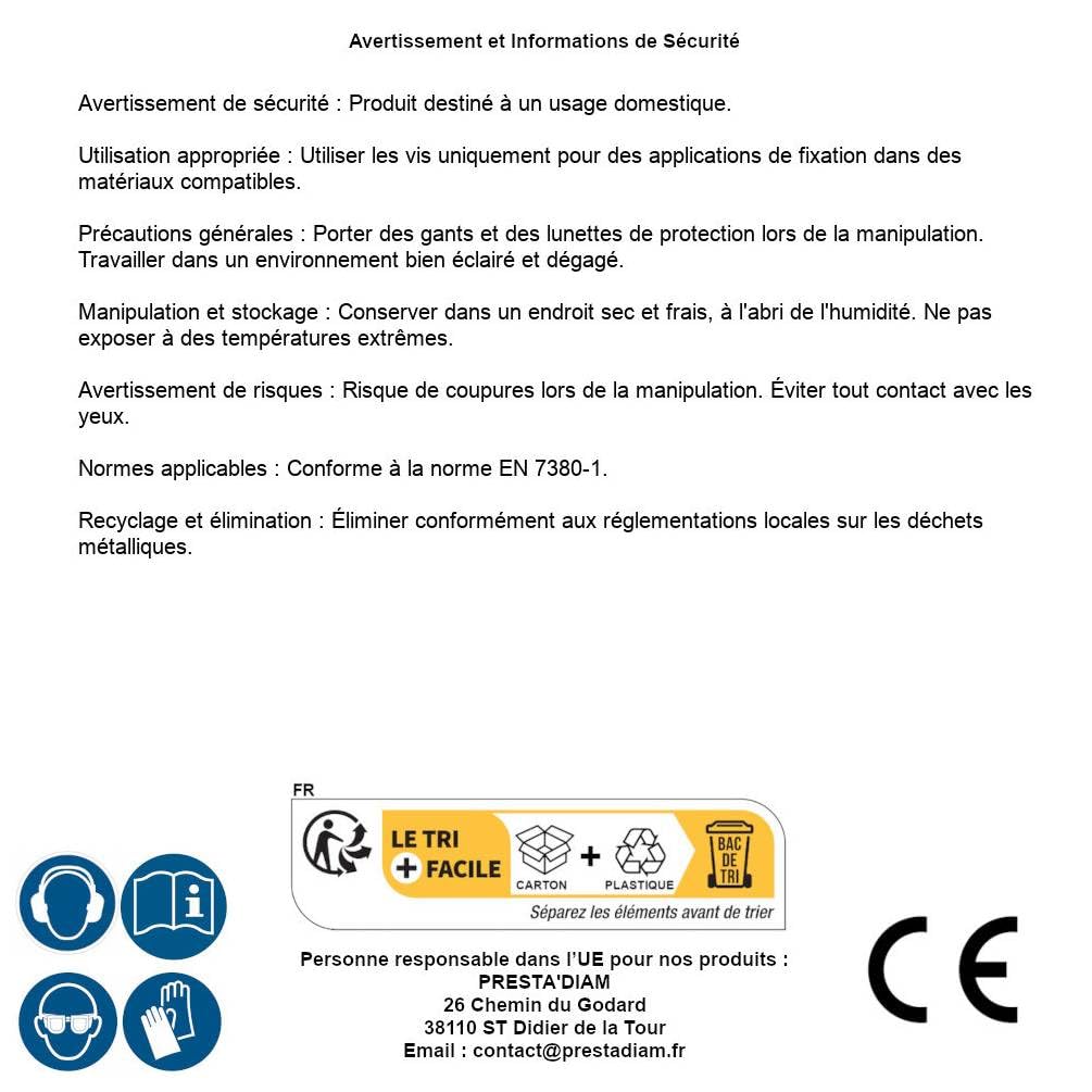 D-Work, 200 viti metalliche a testa cilindrica scanalata, 5 x 70 mm, DIN 84, zincato bianco