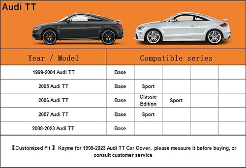 Miniatura 6 de Kayme - Cubierta completa impermeable de 7 capas para automóvil Audi TT (1998-2024), apta para todo clima, protección pexteriores contra lluvia,