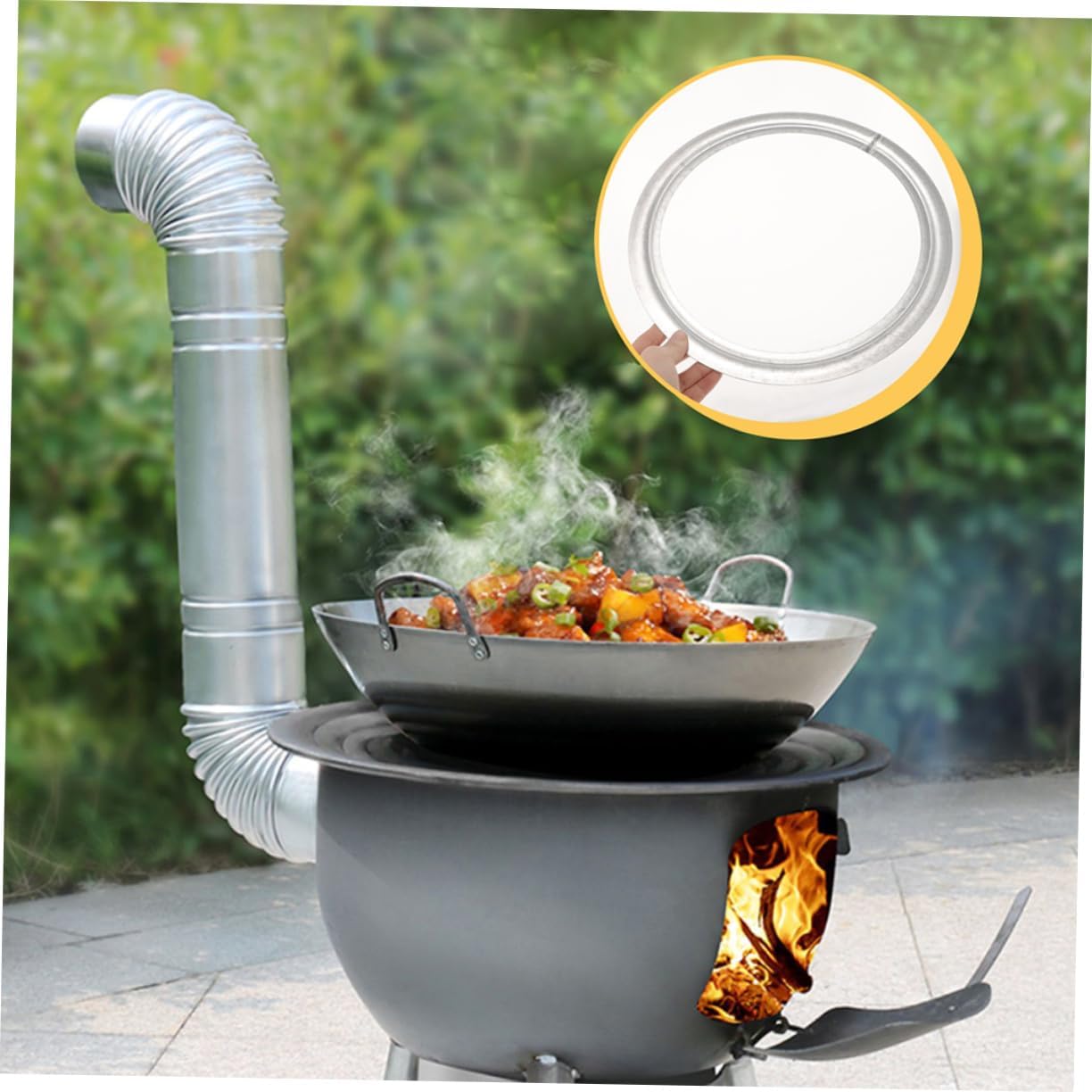 Iron Stove Rings Multi Functional Gasket for Burning Stoves Stove Pipe Collar for Chimney Pipe Durable Kitchen Stove Ring Accessory