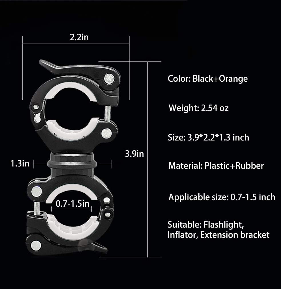 COSOOS 2 Pack Flashlight Mount Holder, Universal Bicycle Led Light Mounting Holder 360° Rotation Clip Clamp for Flashlight, Cycling, Riding