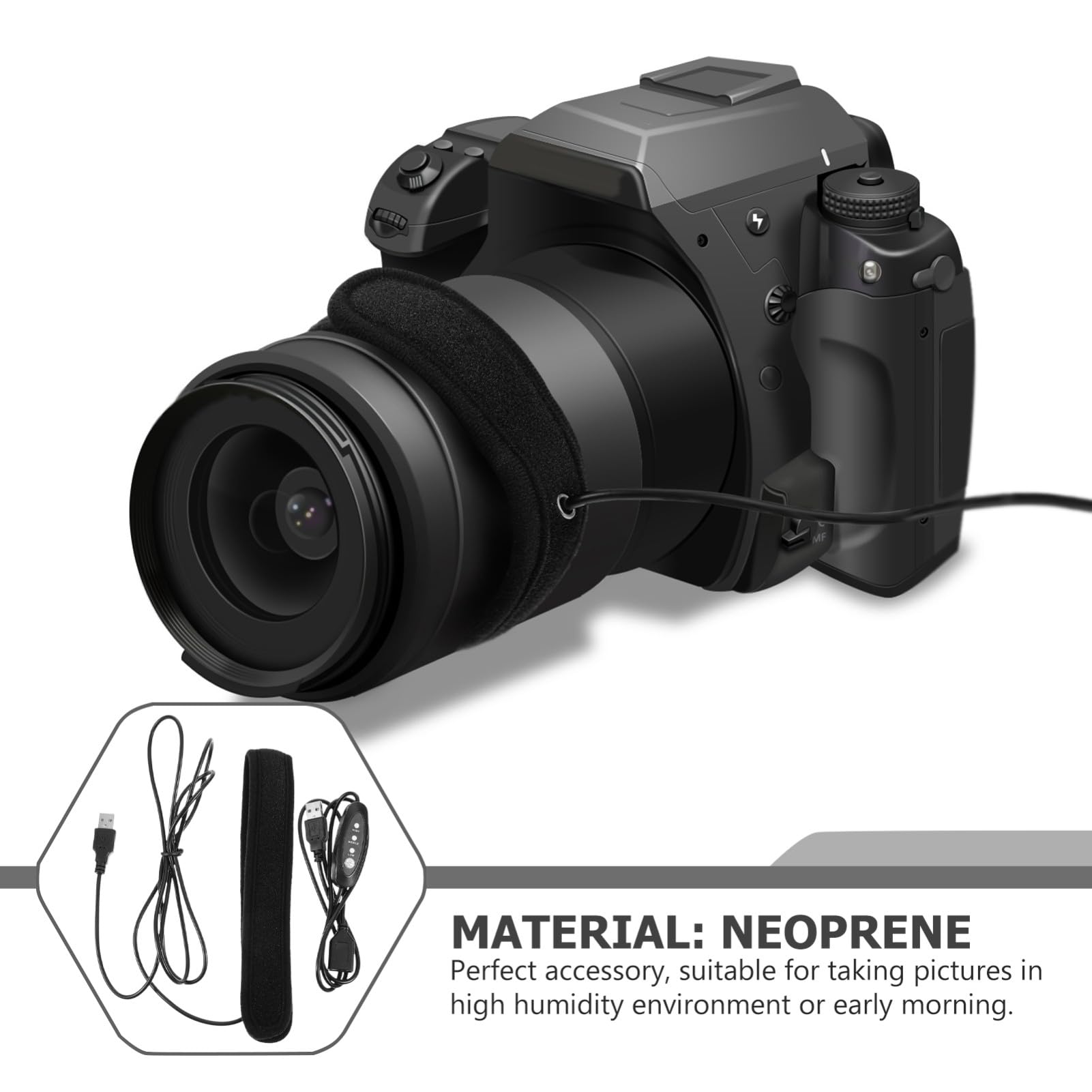 Mobestech Calentador 3 Niveles de Temperatura de de Neopreno de Negro para Protección el Empañamiento para Adecuado para Fotografía en Ambientes Húmedos y Fríos Fotografía en Ambientes Húmedos y Fríos