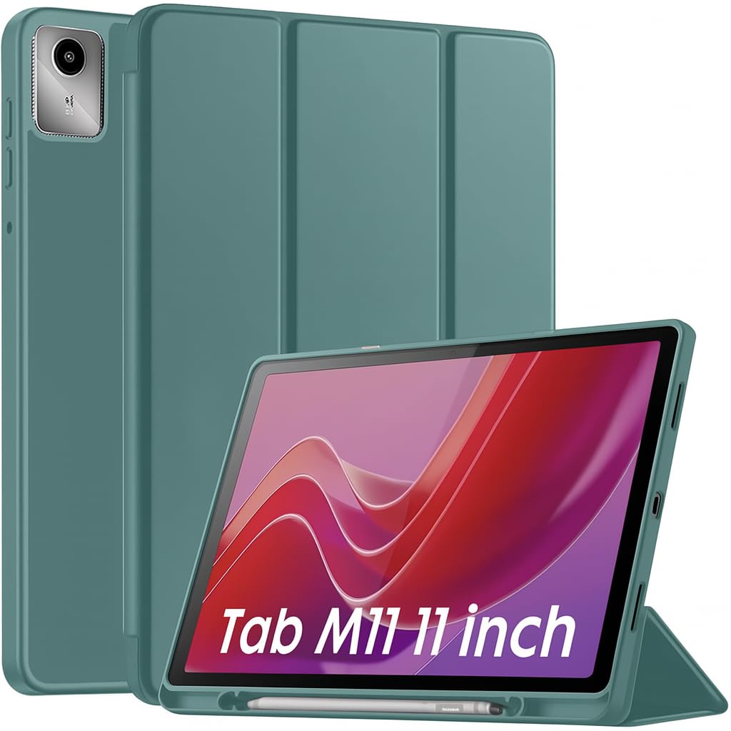 M Cart Cover for Lenovo Tab M11 Cover Case, Flip Cover with Pencil Holder for Lenovo Tab M11 2024 Tablet 11 inch TB330FU /TB330XU Auto Sleep Wake Support – Green