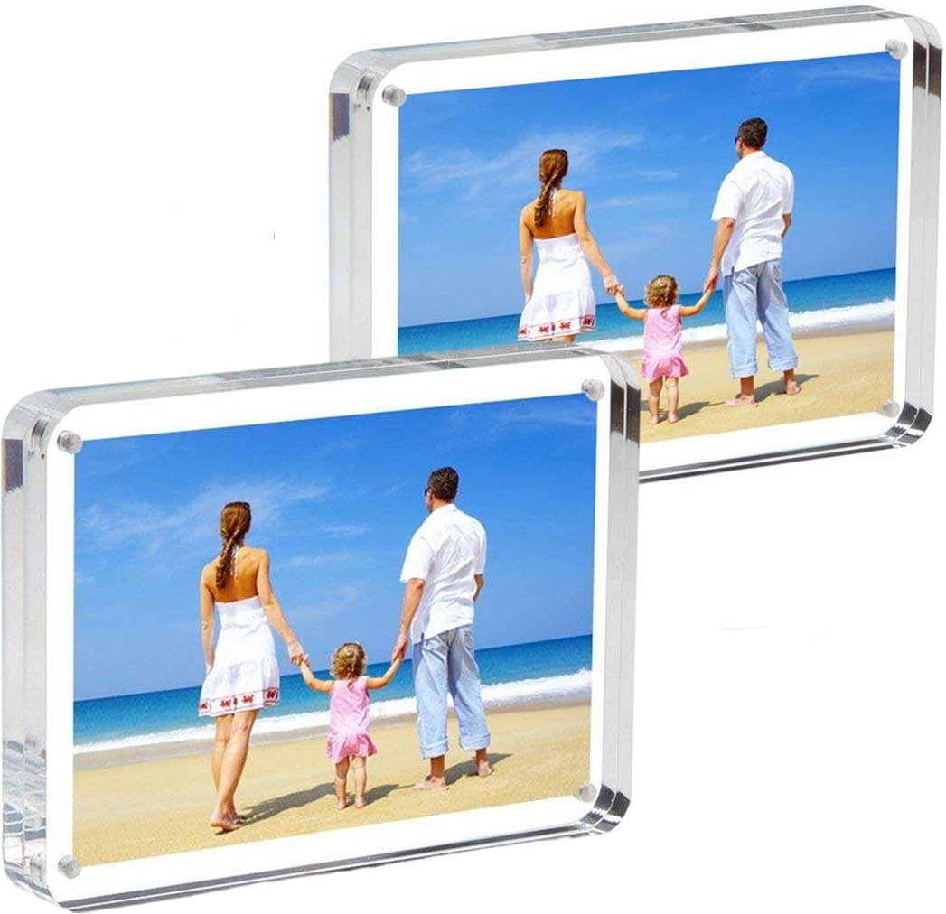 Cadre photo acrylique 13x18 cm lot de 2 blocs transparents double face