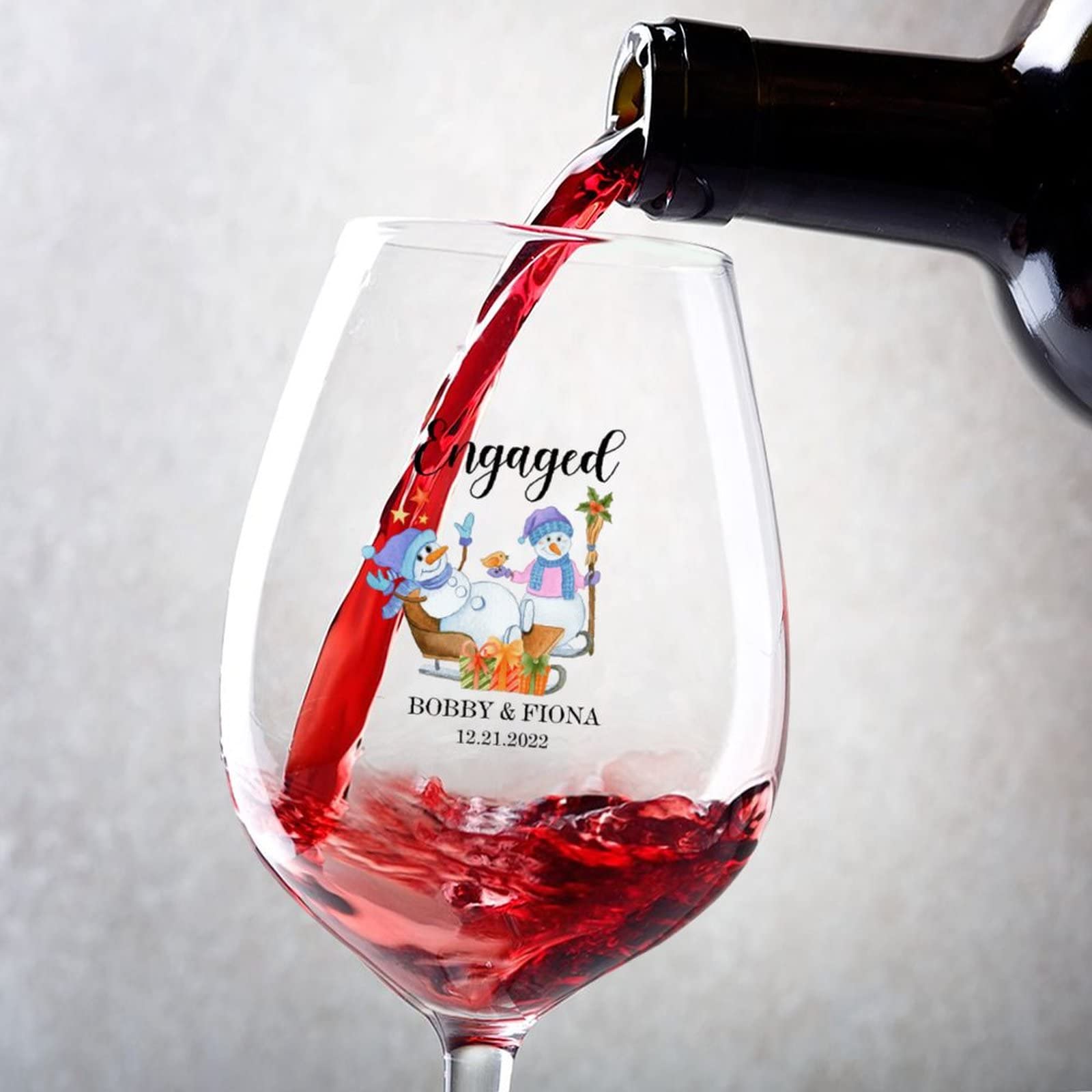 Cadeaux de fiançailles : lot de 2 verres à vin 500ml pour trinquer à deux