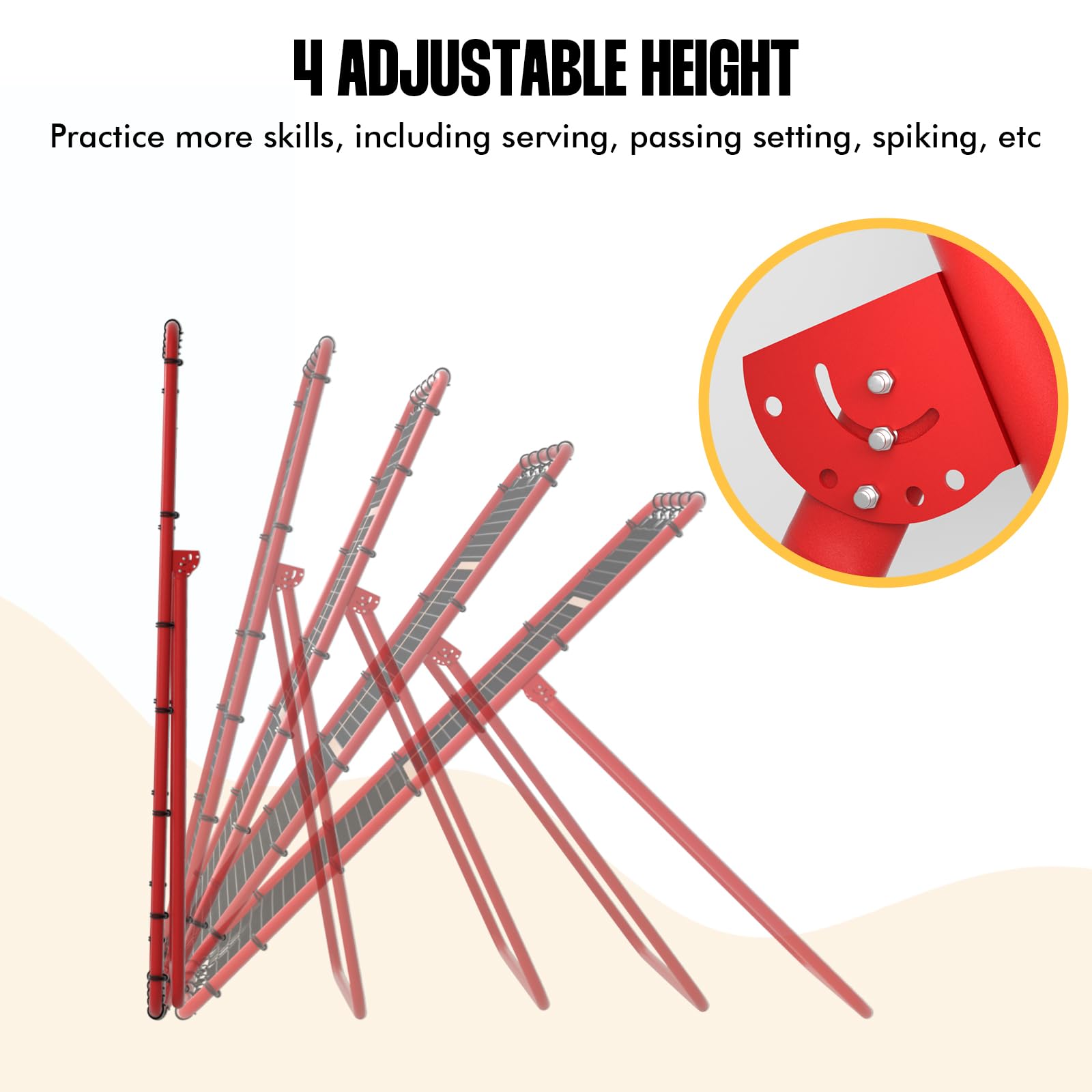 Red De Rebote para Voleibol De 2,7 X 1,2 M (7 X 4 Pies) con 5 áNgulos De InclinacióN Y Accesorios, Equipo De Entrenamiento para Rematar, Pasar Y Asistir. Ideal para Hockey, FúTbol, Tenis Y BéIsbol
