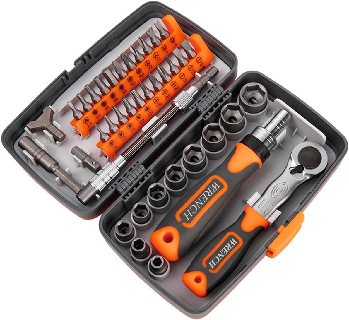 ECVV 38 in 1 Combination Ratchet Wrench Set Sturdy Precision Screwdriver Set with Case,All-in-One Multi-Function Hardware Tool Kit Box,Easy to Carry