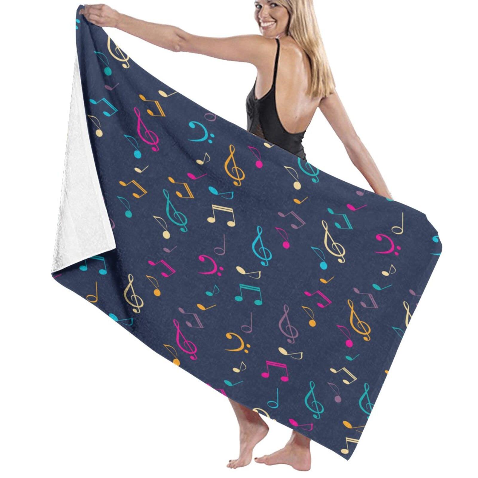 Serviette de bain 80 x 130 cm drap de plage notes musicales