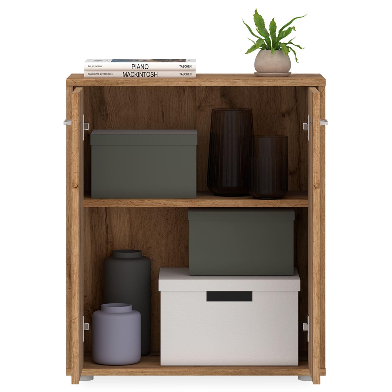 IDIMEX Buffet Salle à Manger FIRMIN L 60 cm Coloris chêne wotan avec 2 Portes bahut Bas Meuble de Rangement Style Moderne Commode vaisselier 60 x 70 x 30 cm