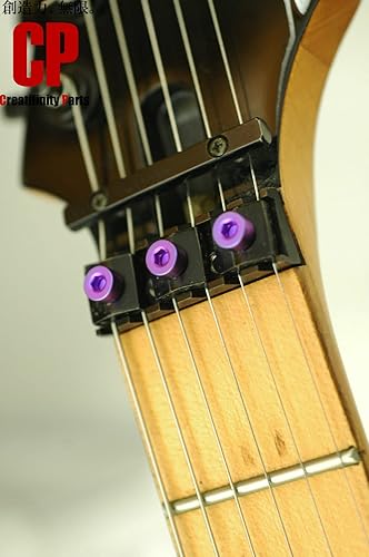[Creatifinity Parts] チタン製 ロックナット用スクリュー 4mm フロイドローズ等のFRT用アップグレードパーツ (メタリックパープル, 3本セット)
