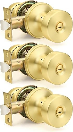 Miniatura 21 de Orger Paquete de 1 pomo de puerta interior negro mate, perilla de puerta de privacidad reversible con cerradura, pomo redondo sin llave para baño y