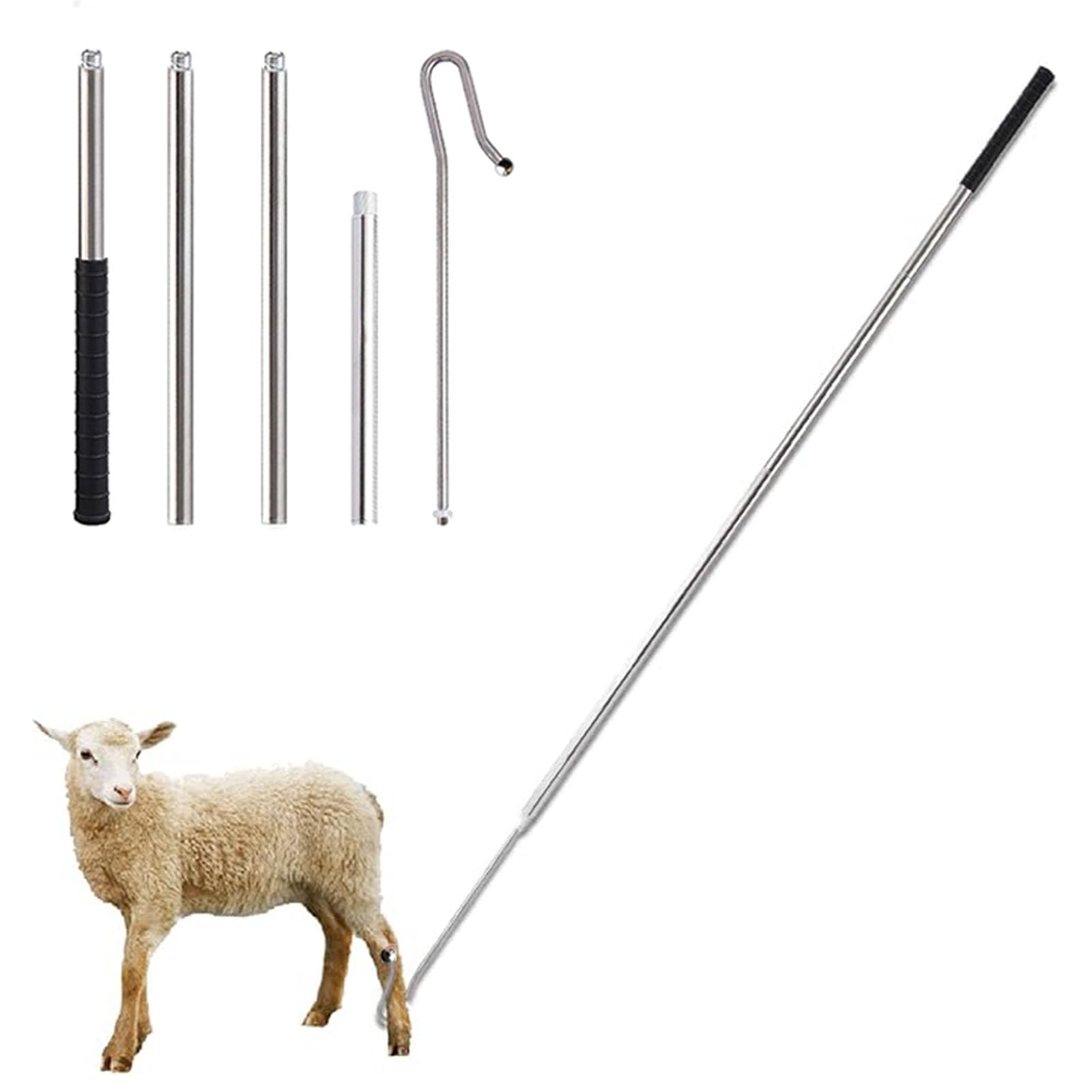 Aiupuyer Little Sheep Catcher Leg Hook, Shepherd Staff Crook Sheep Catcher Hook Poultry Leg Trap Hook Pole, Must-Have For Farms And Breeding Farms Grabber Capture Freely Assembleable