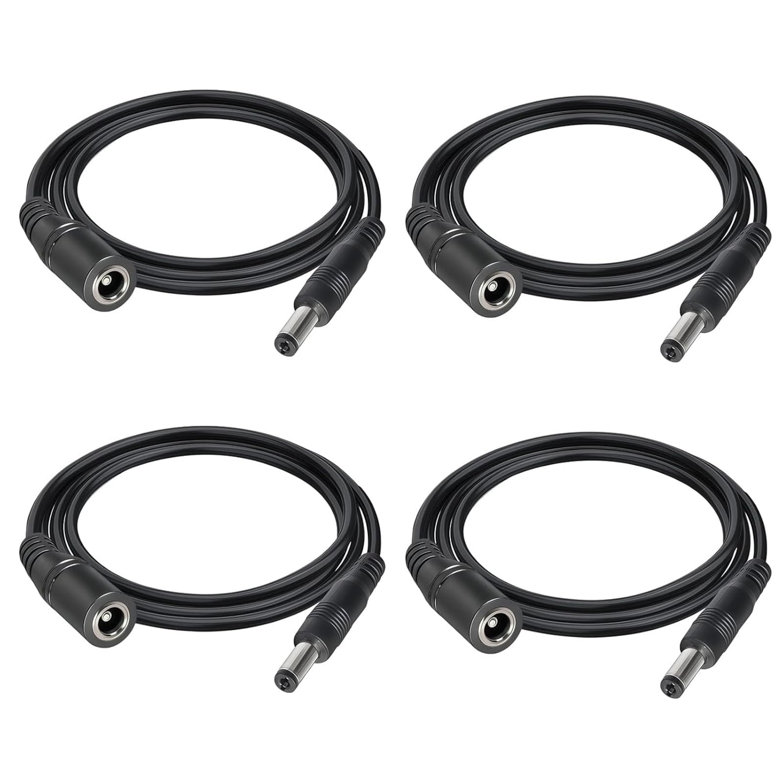 Flomiara DC Power Extension Cable, 5.5mm x 2.1mm DC Male to Female Lead for CCTV Security Camera, LED Strip Light, DVR & NVR, 12V/24V, Black, 1m, 4 Pack