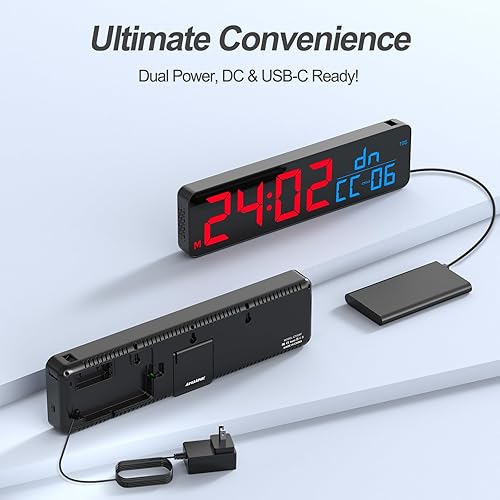 Miniatura 7 de ANJANK Temporizador de gimnasio grande de 15 pulgadas, reloj de pared digital LED con segundos, temporizador para entrenamiento, intervalo y rondas,