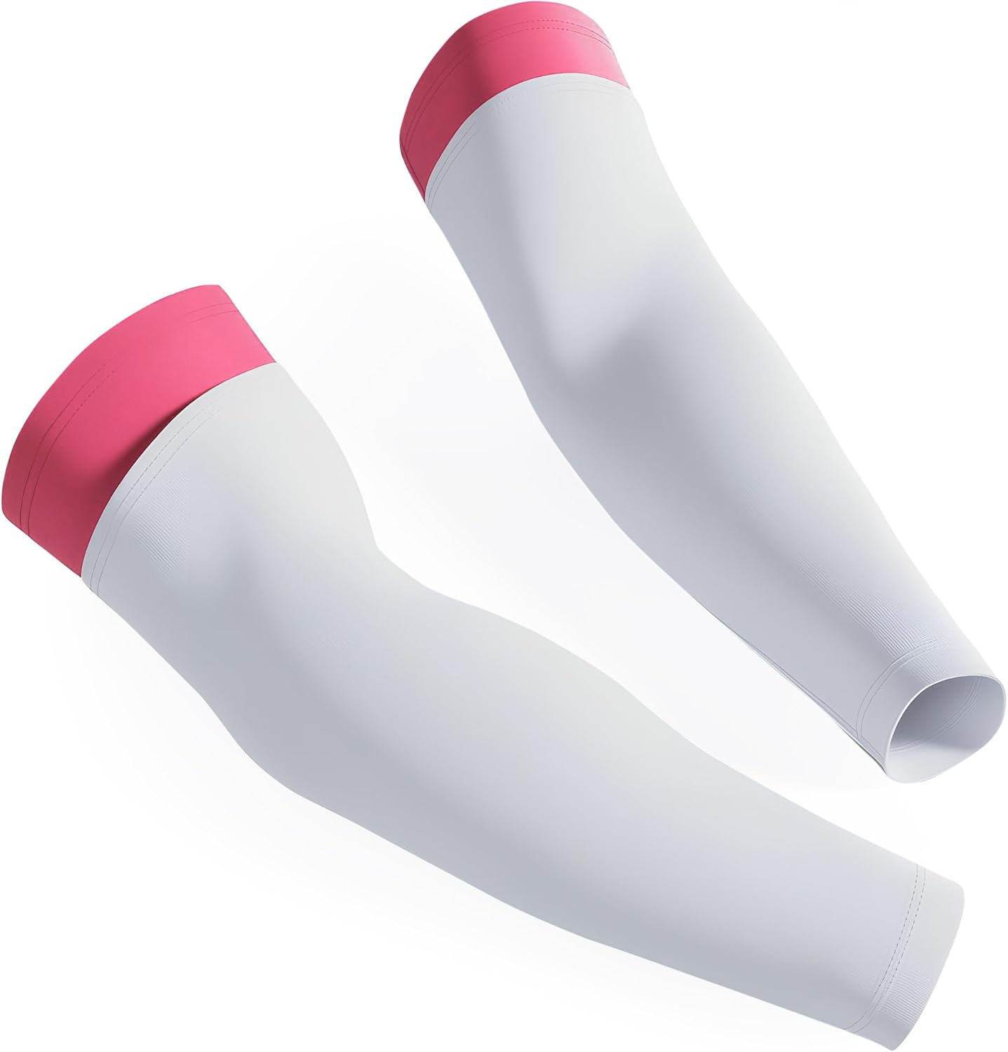 KUTFTBL Two-Tone Overlapping Football Arm Sleeves 2-in-1, Compression Support, Moisture-Wicking Fabric, Non-Visible Branding, Adult Size – White & Pink