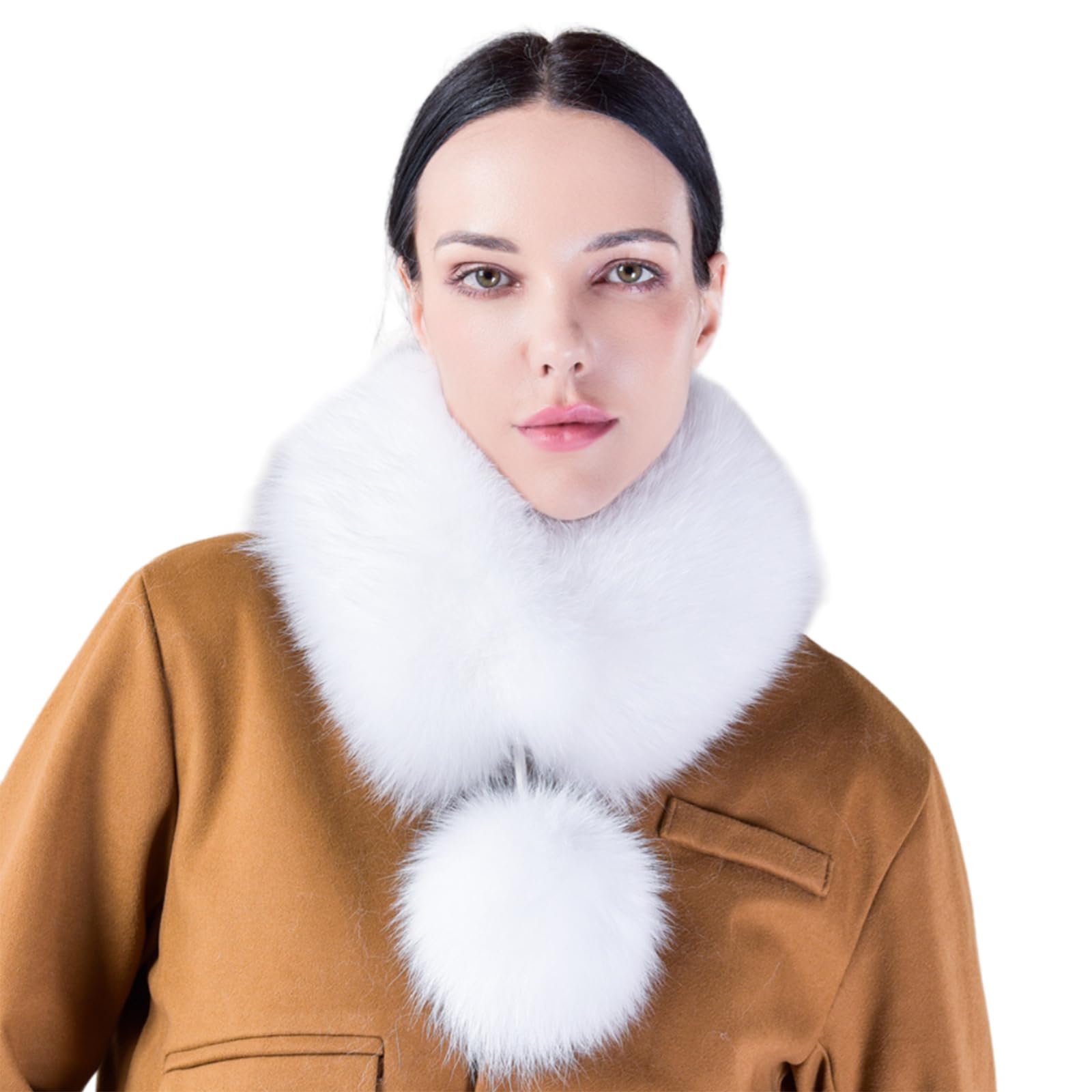 Sciarpa da donna in pelliccia, alla moda, collo avvolgente da donna, spessa, invernale, in pile e pelliccia spessa