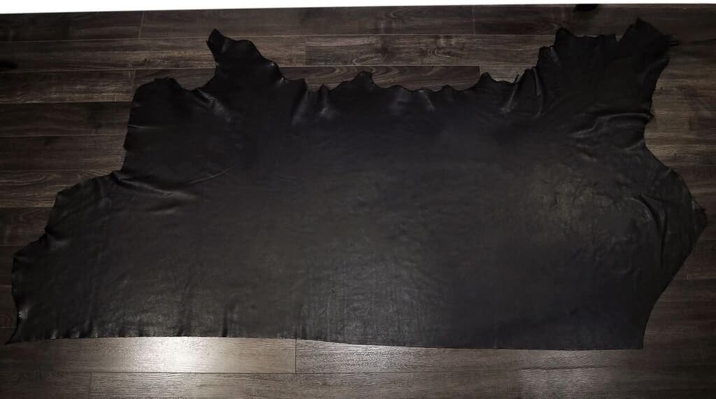 Black Soft Cowhide Hide 22-27 sq.ft. (32" x 55") Genuine Leather Aniline Naked Upholstery Chap Handbag Craft Natural Tumbled 2.5-3.0 Oz. (22-27 sq.ft.)