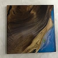 Vista 132 de Mesa de epoxi transparente, mesa de sofá con forma cuadrada, mesa auxiliar de resina de madera, mesa de centro de madera con borde natural para sala