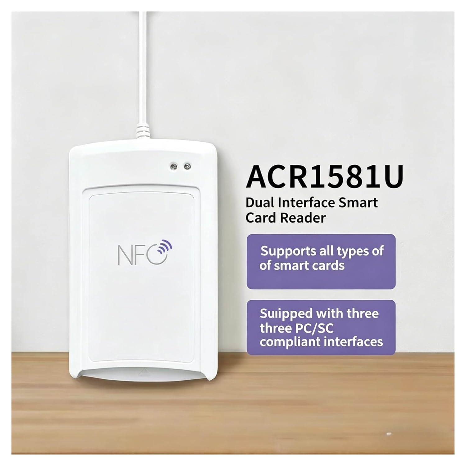 ACR1581U Dual Interface Reader, USB 2.0 Full Speed Card Writer Contact & Contactless Cards (ISO 7816 & ISO 14443), Support CCID & Keyboard Emulation Mode