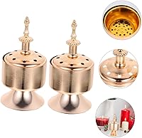 Vista 2 de DECHOUS Quemador de incienso de metal, quemador de incienso de latón, quemador de incienso de carbón, quemador de bobina de incienso, difusor