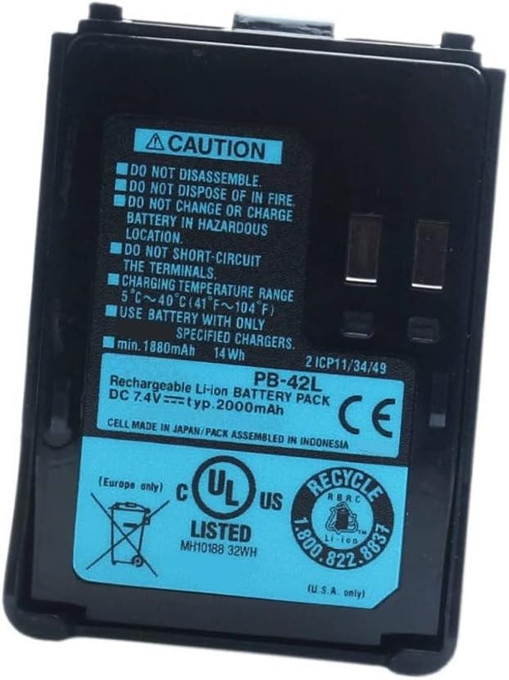 PB-42L Batteria di ricambio compatibile con radio portatili Kenwood TH-F6 TH-F6A TH-F7 TH-F7E PB-42 PB-42Li 7.4 V, 2000 mAh
