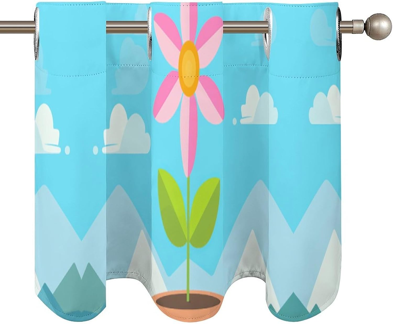 Growing in The Fields Valance for Windows, 2 Pack Kitchen Curtains Modern Home Decor, Soft Blackout Window Curtains for Living Room & Bedroom, 18 X 52 Inch