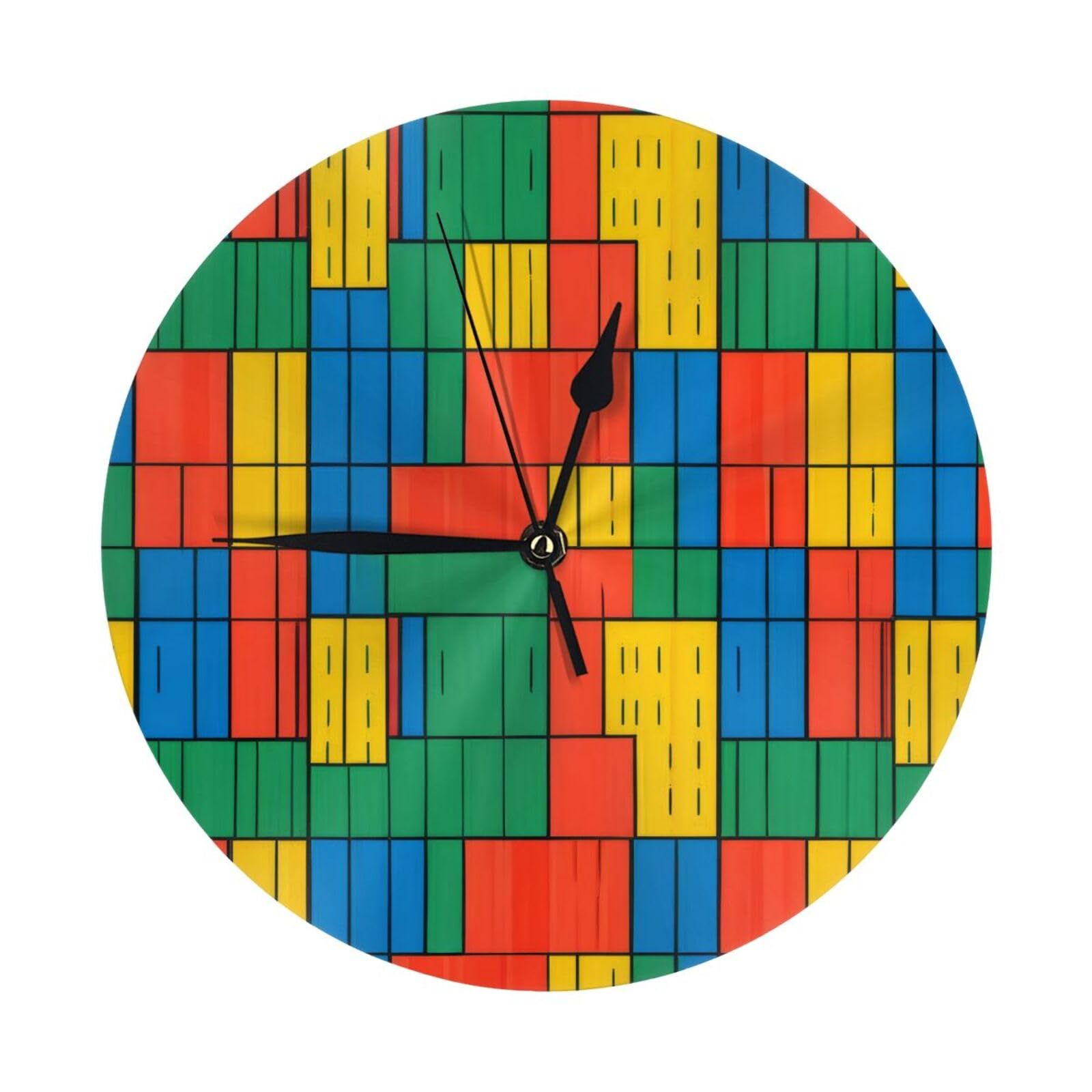 Horloge murale silencieuse brique colorée pour un sommeil sans bruit