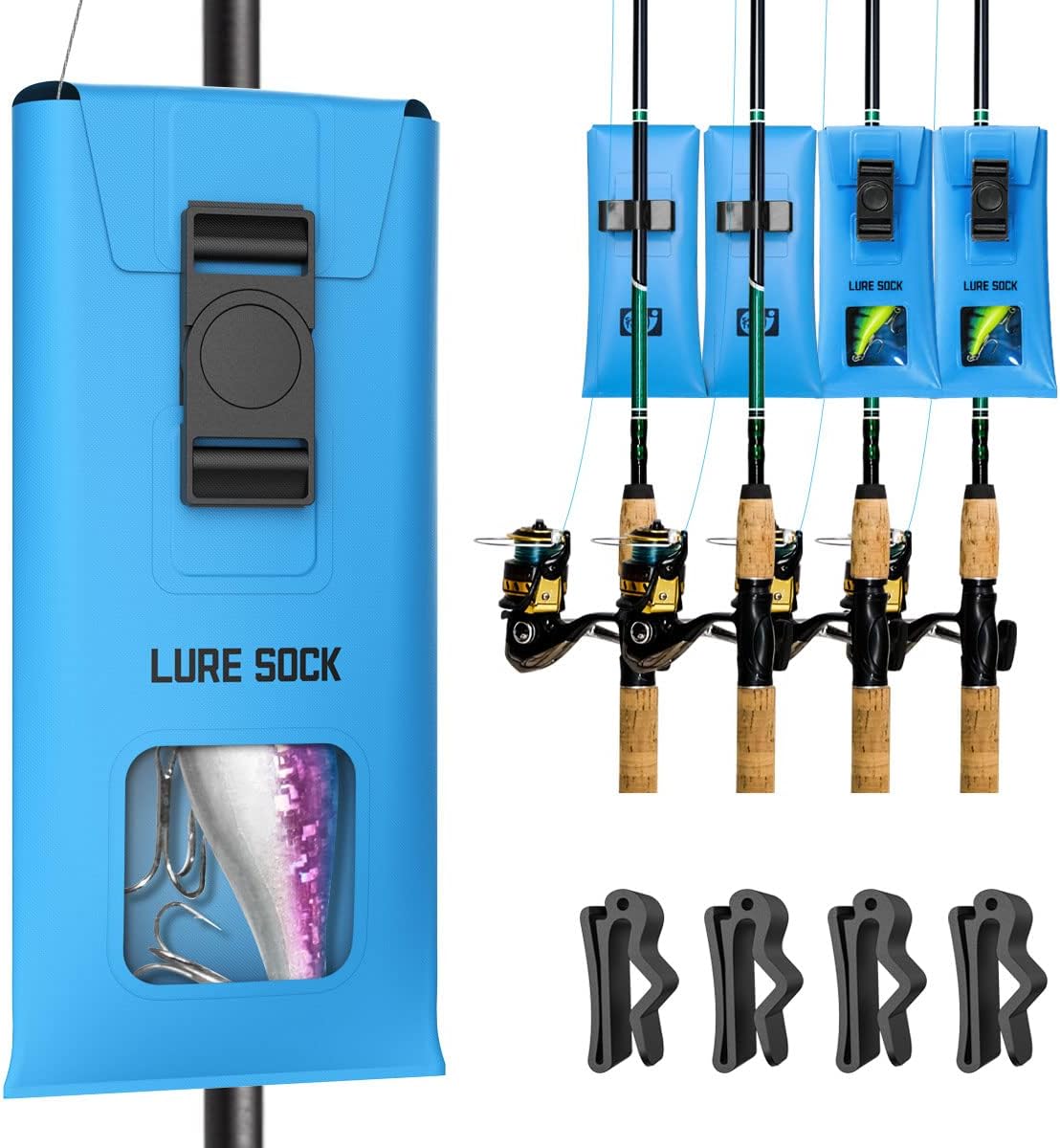 SNAIL TRAIL Fishing Lure Wraps, 4 Packs Fish Bait Cover, Crankbait Storage Binder, Rig Keeper, Hook Organizer, Jig Protector for Backpack & Rod Holder, Pole Sleeve Guard, Gifts for Men, Blue : Sports & Outdoors