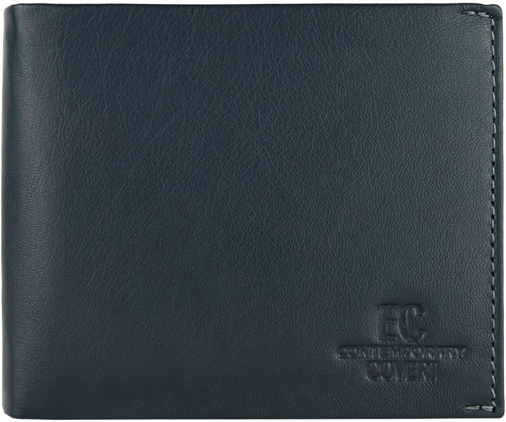 EC Contemporary Coveri Men's Genuine Leather Wallet with Coin Purse and Box, Navy Nr1
