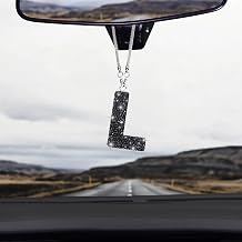 ToBeQueen Bling Car Rear View Mirror Accessories, Diamond Crystal Rhinestone Rearview Mirror Charm, Cute Lucky Hanging Pendant Car Ornament for Women Black,L