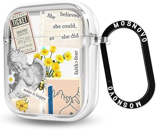 Miniatura 288 de MOSNOVO Funda protectora transparente para AirPods Pro 3, con anillo de metal duro de lujo de doble capa a prueba de golpes, diseñado para AirPods