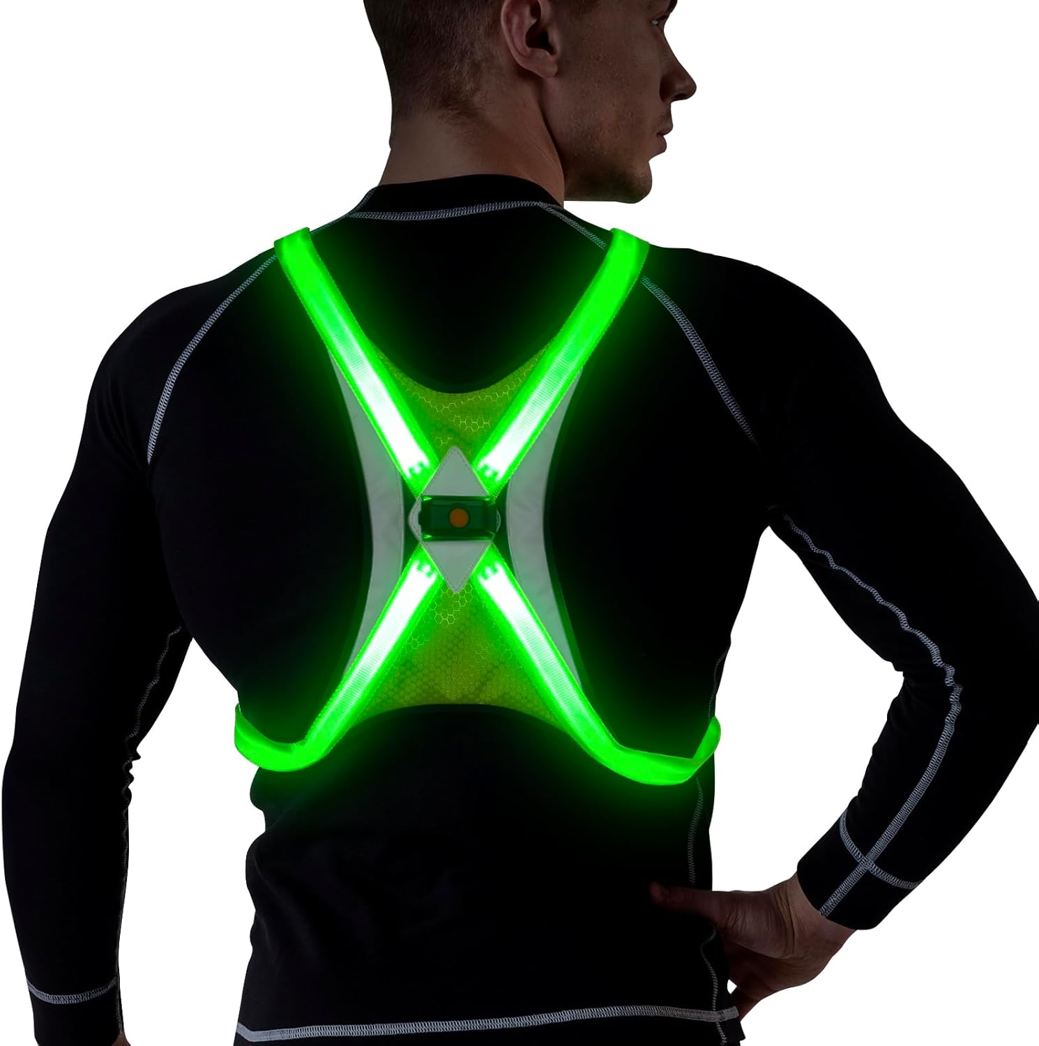 LED Reflective Vest, Light Up Running Vest, Rechargeable Reflective Running Gear for Walking Running Cycling at Night, Adjustable for Men Women