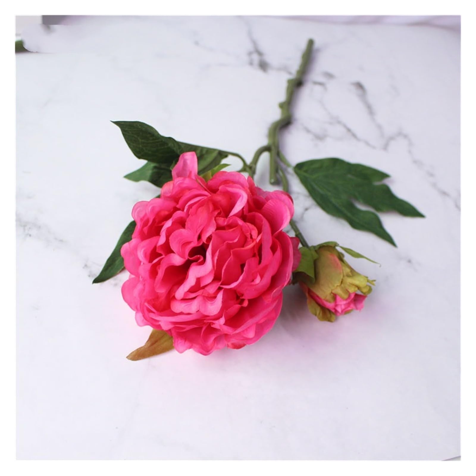 Fiori Artificiali Bouquet di Fiori da Sposa Fiore di peonia di Seta Artificiale Rosa Bianco Decorazione for la casa Fai da Te centrotavola Fiori Simulati Artificiale Falso(Dark Pink)