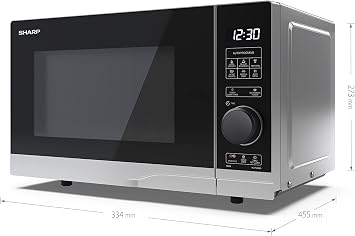SHARP YC-PS204AU-S Compact 20 Litre 700W Digital Microwave, 10 power levels, ECO Mode, defrost function, LED cavity light - Silver