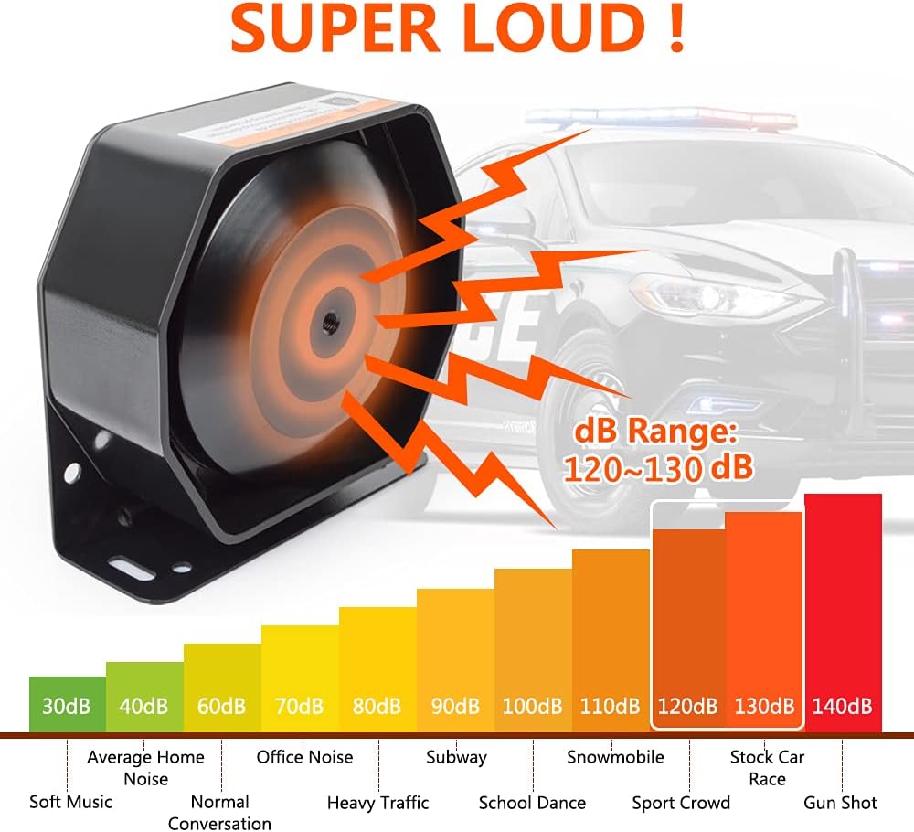 Car Siren Speaker Safego Police Siren Speaker Car Pa System, Dc12v 200w 9 Tones Wired Handheld Microphone Loudspeaker Emergency Siren Electronic